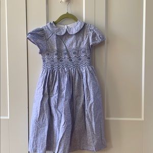 Girls Blue & White Smocked Dress